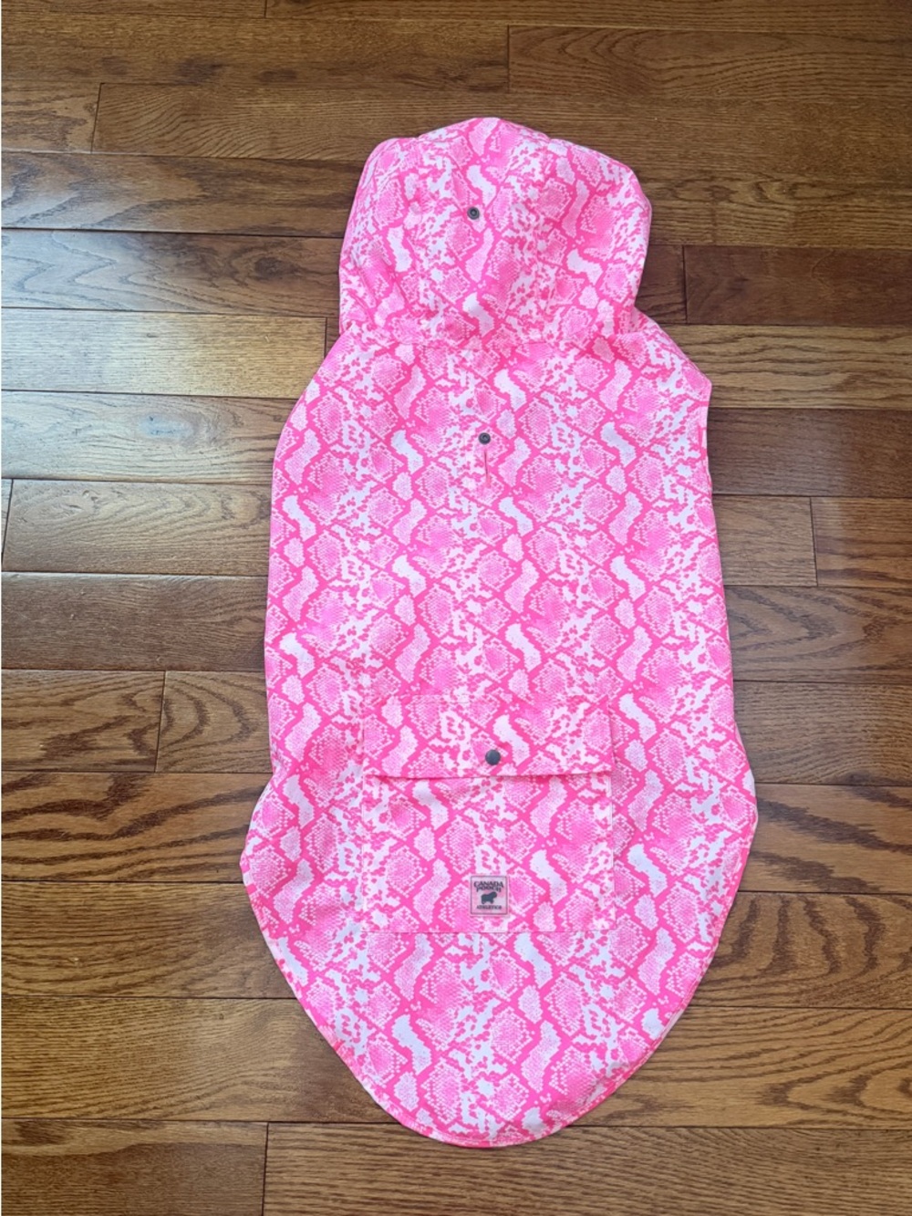 Pink Snake-Print Dog Raincoat with Hood